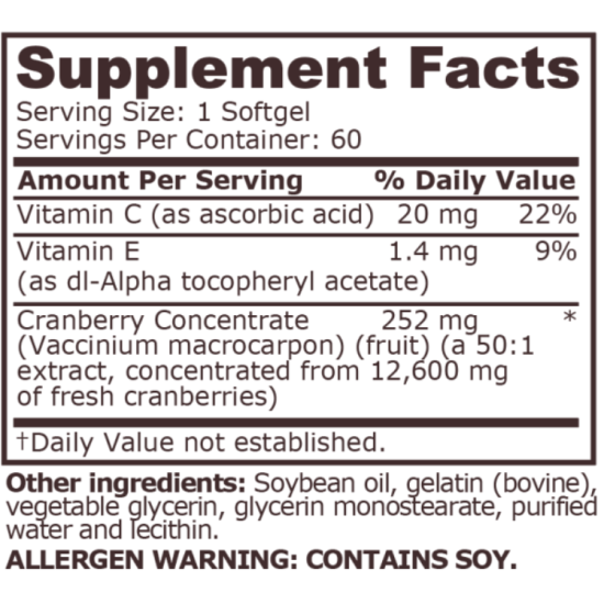 PURE NUTRITION - CRANBERRY CONCENTRATE - 60 SOFTGELS на супер цена