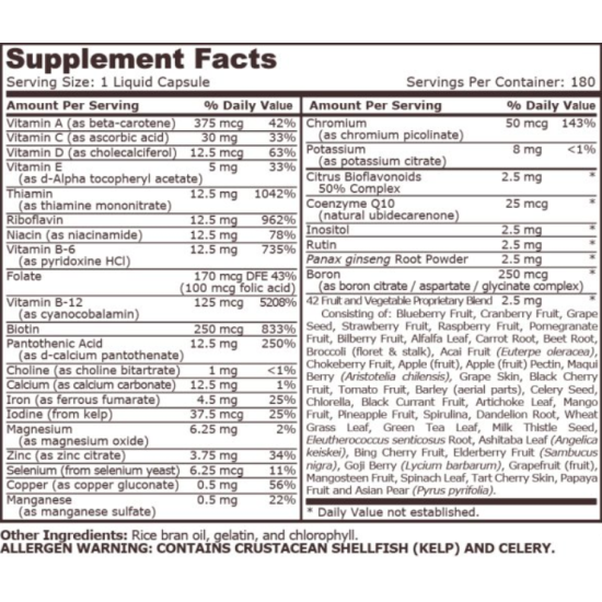 PURE NUTRITION - LIQUID MULTI - 180 LIQUID CAPSULES на супер цена