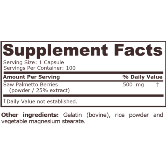 PURE NUTRITION - SAW PALMETTO COMPLEX 500 MG - 100 CAPSULES на изгодни цени PURE NUTRITION - SAW PALMETTO COMPLEX 500 MG - 100 CAPSULES на супер цена