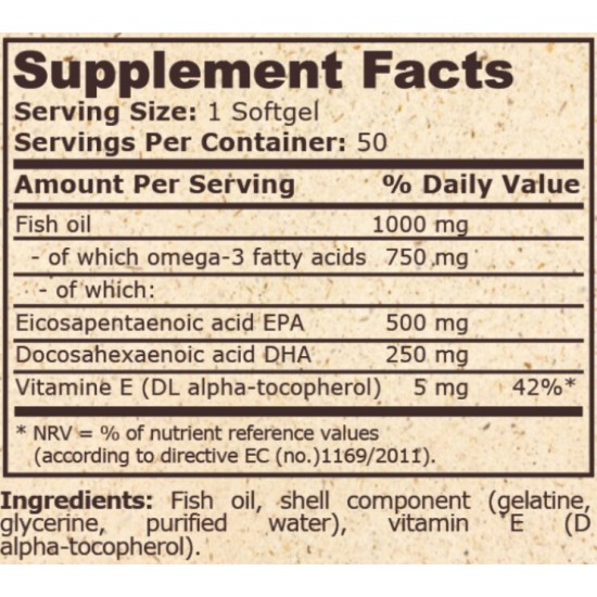 Pure Nutrition Super Omega 3 Fish Oil 1000 мг 500 EPA / 250 DHA 50 гел капсули на супер цена