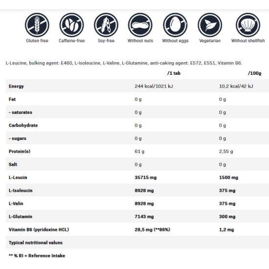 QNT Sport Nutrition BCAA 4:1:1 + L-GLUTAMINE 180 таблетки на супер цена