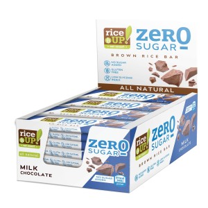 RiceUP! Zero Sugar Оризов бар от кафяв пълнозърнест ориз БЕЗ ДОБАВЕНА ЗАХАР с млечен шоколад 20x18 гр