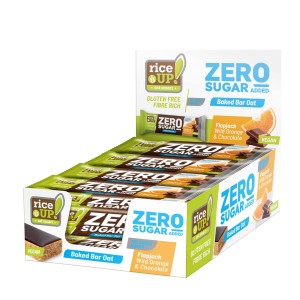 RiceUP! Zero Sugar Овесен бар БЕЗ ГЛУТЕН и БЕЗ ДОБАВЕНА ЗАХАР с портокал и черен шоколад, 12х70 гр RiceUP! Zero Sugar Овесен бар БЕЗ ГЛУТЕН и БЕЗ ДОБАВЕНА ЗАХАР с портокал и черен шоколад, 12х70 гр