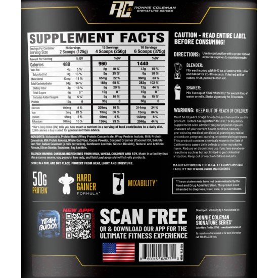 Ronnie Coleman King Mass XXL Gainer | Super Anabolic Growth Accelerator 6800 гр на супер цена