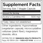 Swanson Acetyl L-Carnitine 500 мг / 240 капсули на супер цена