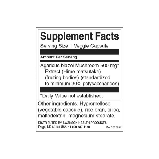Swanson Agaricus Blazei Mushroom Extract 505 мг / 90 капсули на супер цена