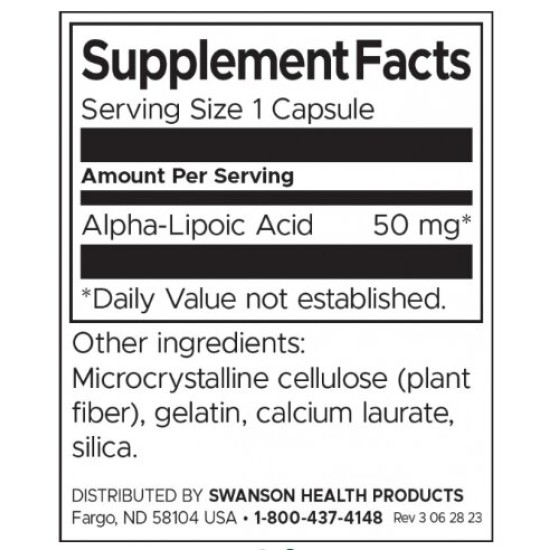 Swanson Alpha Lipoic Acid 50 мг / 120 капсули на супер цена