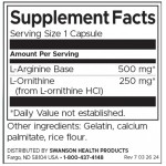 Swanson L-Arginine & L-Ornithine 750 мг / 100 капсули на супер цена