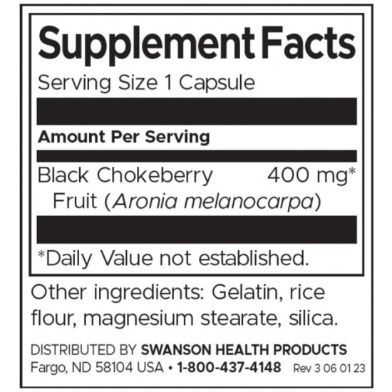 Swanson Aronia Black Chokeberry Fruit 400 мг / 60 капсули на супер цена