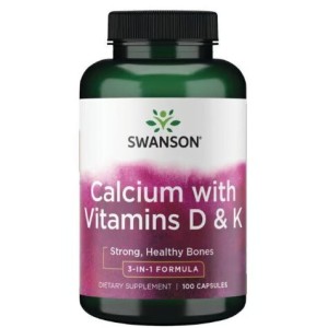 Swanson Calcium With Vitamin D & K 120 капсули Swanson Calcium With Vitamin D & K 120 капсули