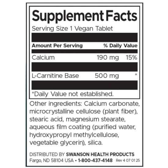 Swanson L-Carnitine 500 мг / 30 таблетки на изгодни цени Swanson L-Carnitine 500 мг / 30 таблетки на супер цена
