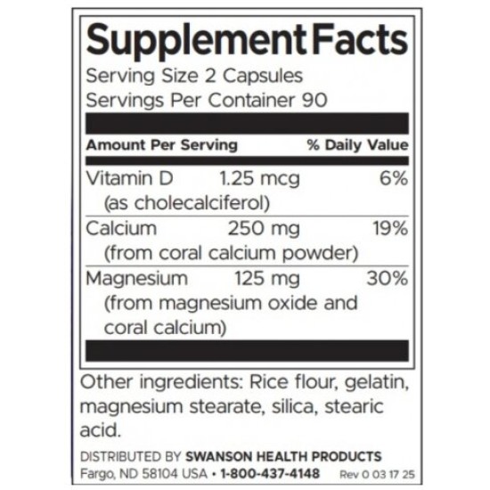 Swanson Coral Calcium Comlex 180 капсули на супер цена