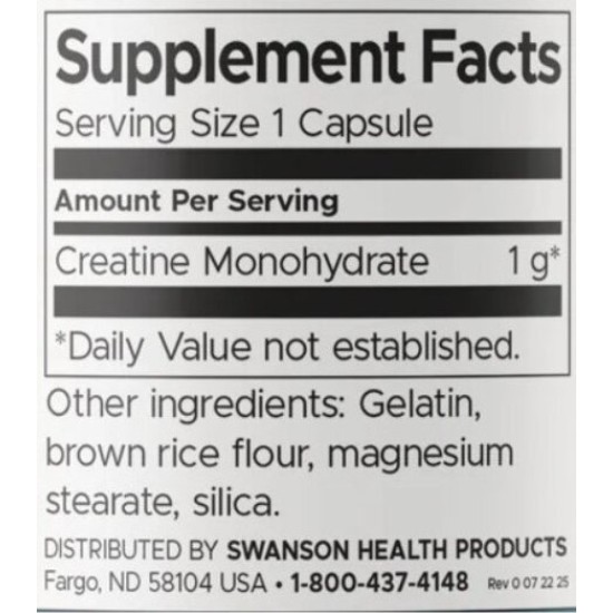 Swanson Creatine Monohydrate 180 капсули на изгодни цени Swanson Creatine Monohydrate 180 капсули на супер цена