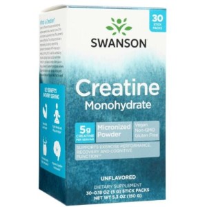 Swanson Creatine Monohydrate Stick Packs - Unflavored 30 пакетчета Swanson Creatine Monohydrate Stick Packs - Unflavored 30 пакетчета