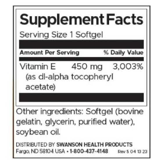 Swanson Vitamin E-1000 / 60 гел капсули на супер цена