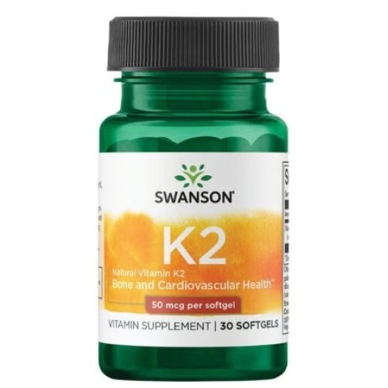 Swanson Vitamin K2 50 мкг / 30 гел капсули на супер цена
