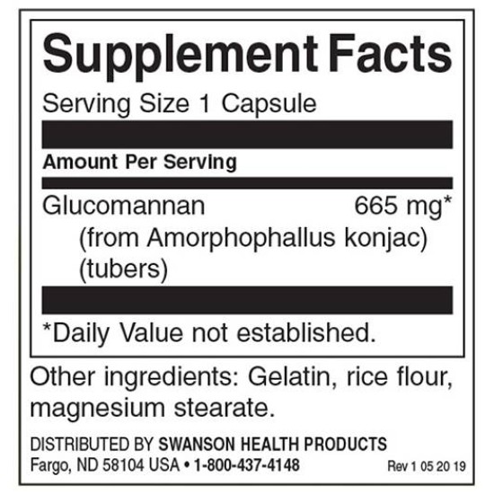 Swanson Glucomannan / Konjac Root 665 мг / 90 капсули на супер цена