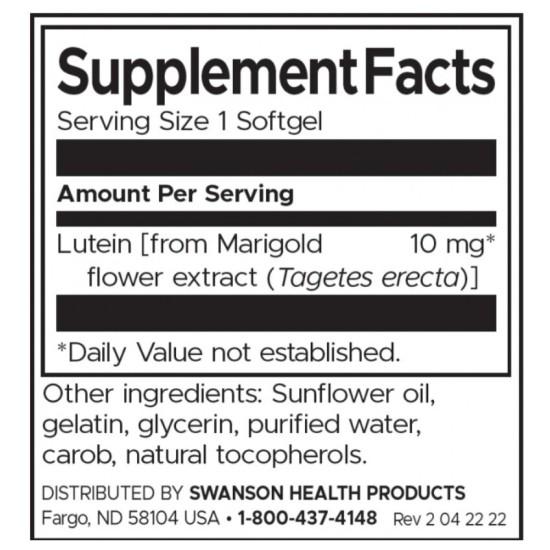 Swanson Lutein 10 мг / 60 гел капсули на супер цена