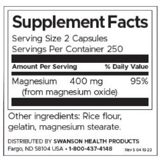 Swanson Magnesium Оxide 200 мг / 500 капсули на изгодни цени Swanson Magnesium Оxide 200 мг / 500 капсули на супер цена