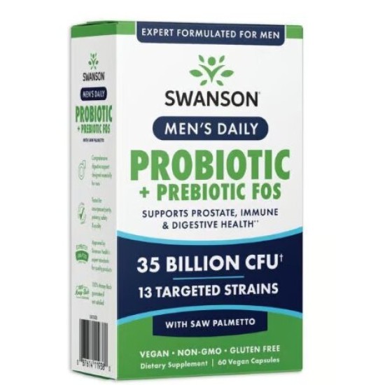 Swanson Men's Daily Probiotic + Prebiotic 60 капсули на супер цена