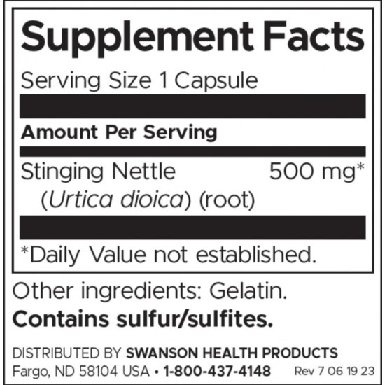 SWANSON Stinging Nettle Root 500 мг / 100 капсули на изгодни цени SWANSON Stinging Nettle Root 500 мг / 100 капсули на супер цена