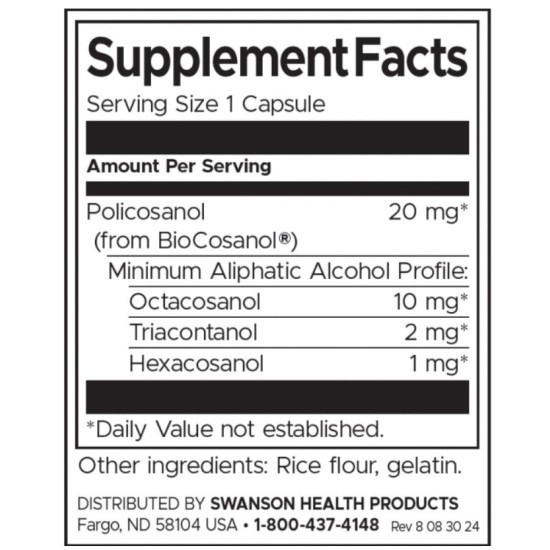 Swanson Policosanol 20 мг / 60 капсули на изгодни цени Swanson Policosanol 20 мг / 60 капсули на супер цена