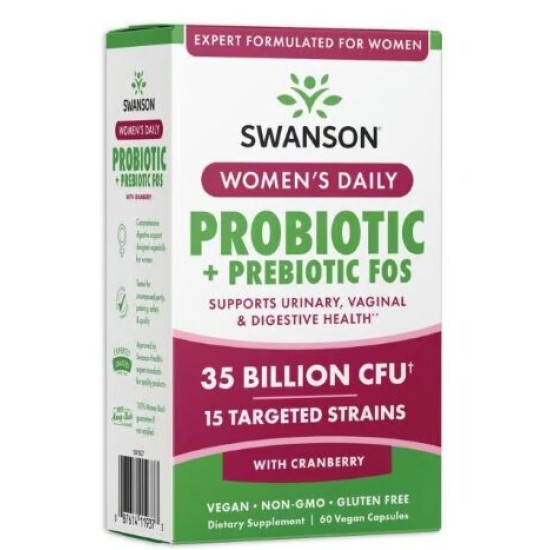 Swanson Women's Daily Probiotic + Prebiotic 60 капсули на супер цена