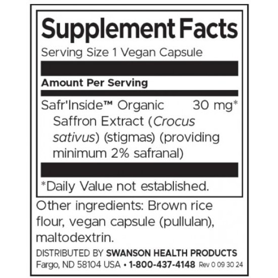 Swanson Saffron Extract 30 мг / 60 капсули на супер цена
