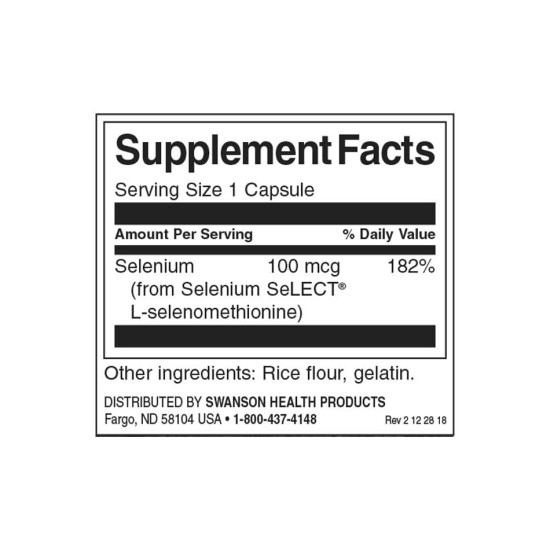 Swanson Selenium (L-Selenomethionine) 100 мг / 300 капсули на изгодни цени Swanson Selenium (L-Selenomethionine) 100 мг / 300 капсули на супер цена