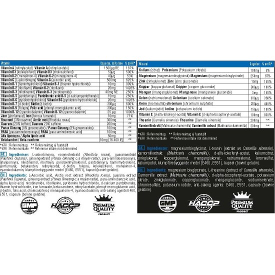 SWEDISH Supplements Vitamin Day Formula & Mineral Night Formula Complex 2 x 60 капсули / 60 Дози на супер цена