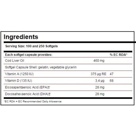 Solgar One-A-Day Norwegian Cod Liver Oil 100 гел капсули на супер цена