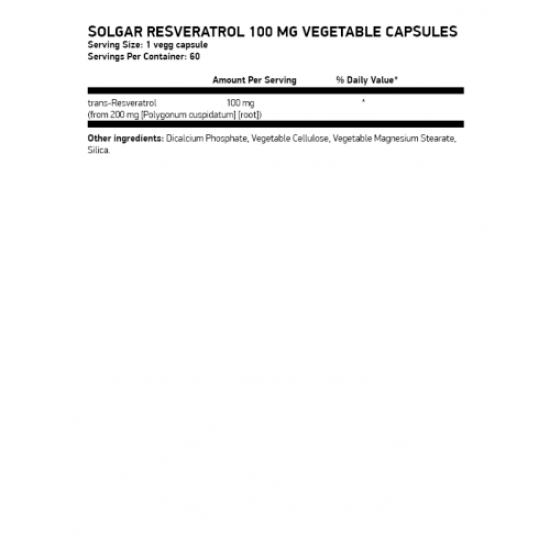 Solgar Resveratrol 100 mg, 60 vcaps на изгодни цени Solgar Resveratrol 100 mg, 60 vcaps на супер цена