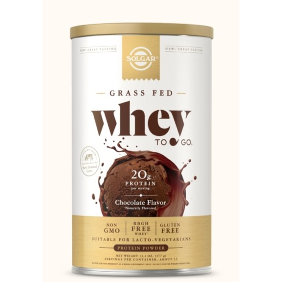 Solgar GRASS FED WHEY TO GO®, CHOCOLATE 377 гр на супер цена