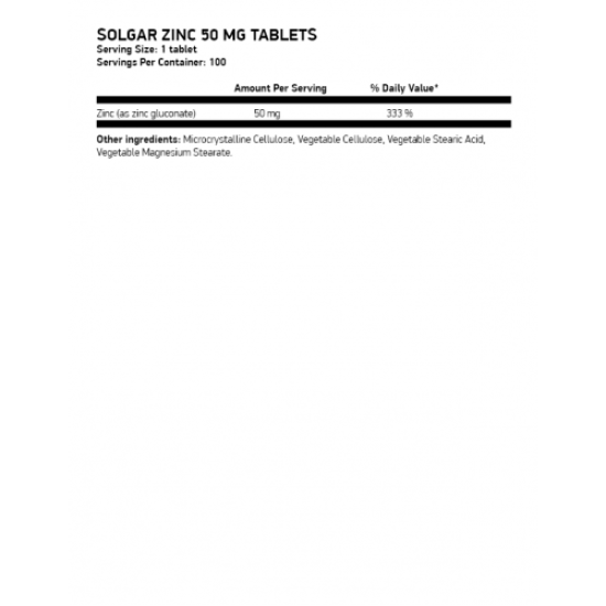 Solgar Zinc 50 Mg (Gluconate), 100 tabs на изгодни цени Solgar Zinc 50 Mg (Gluconate), 100 tabs на супер цена