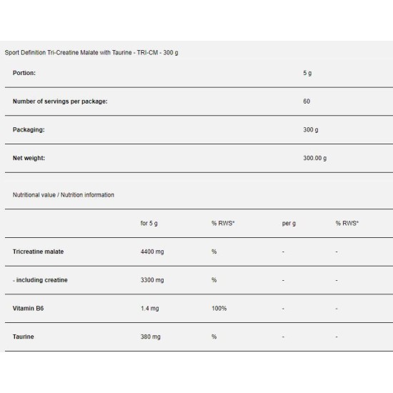 Sport Definition TRI-CM | Tri-Creatine Malate 300 гр на супер цена