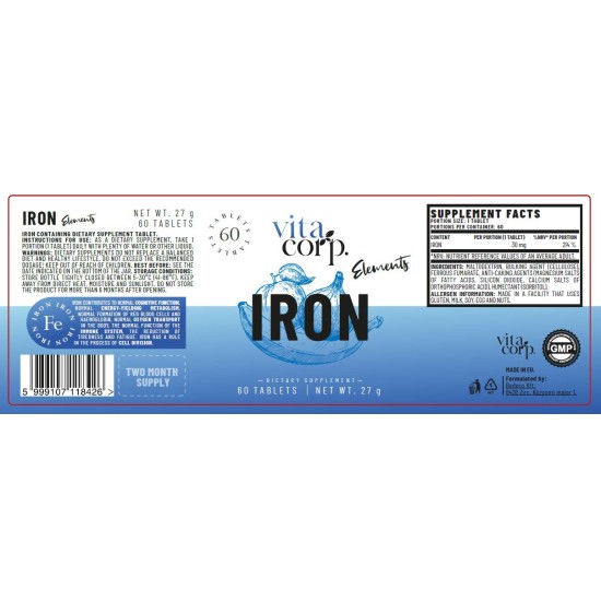 VitaCorp Iron 30 mg - 60 tabs на изгодни цени VitaCorp Iron 30 mg - 60 tabs на супер цена