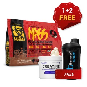 PROMO 1+2 FREE Mutant Mass Dual 2720 г + OSTROVIT Creatine 300 g + 4Fitness Shake
