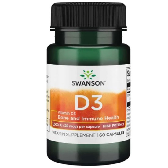 Swanson Високоефективен витамин D3 60 капсули на супер цена