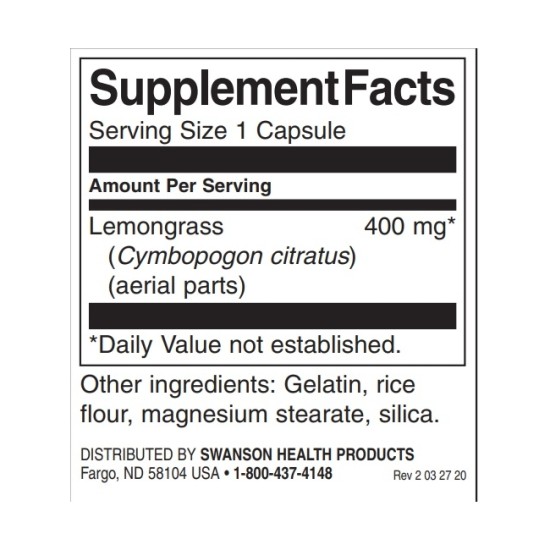 Swanson Full Spectrum Lemongrass 60 CAPS на супер цена