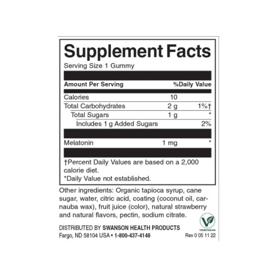 Swanson Melatonin Low Dose Gummies - Strawberry 60 дъвчащи таблетки на супер цена