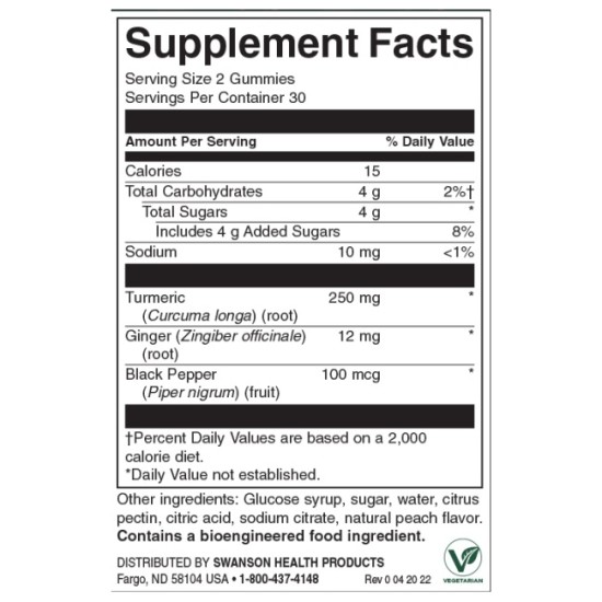 Swanson Turmeric with Ginger Gummies - Mango 60 дъвчащи таблетки на изгодни цени Swanson Turmeric with Ginger Gummies - Mango 60 дъвчащи таблетки на супер цена