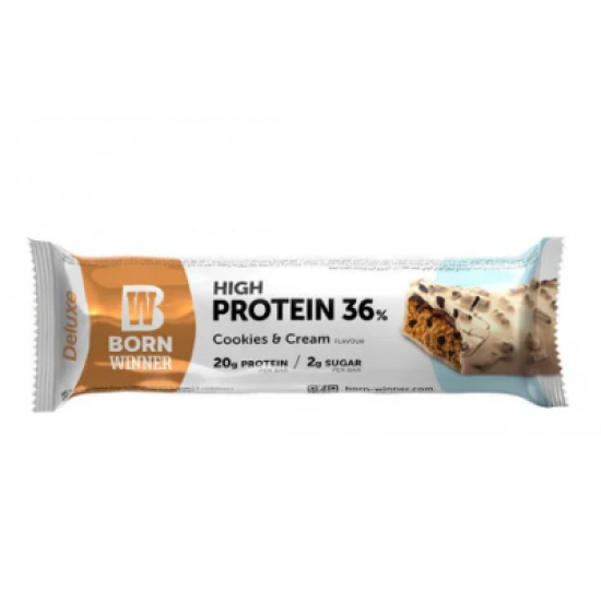 BORN WINNER Deluxe protein bar 36% - Cookies and cream 15х55 гр на изгодни цени BORN WINNER Deluxe protein bar 36% - Cookies and cream 15х55 гр на супер цена
